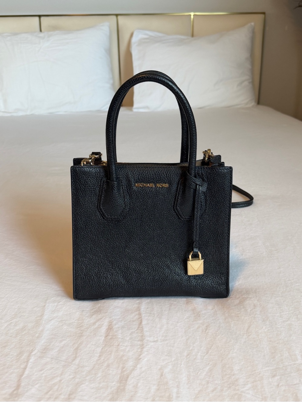 Michael Kors Black Pebbled Leather Satchel with Gold Hardware - Picture 9 of 10